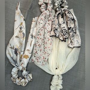 Floral and Patterned Hair Scrunchies Set